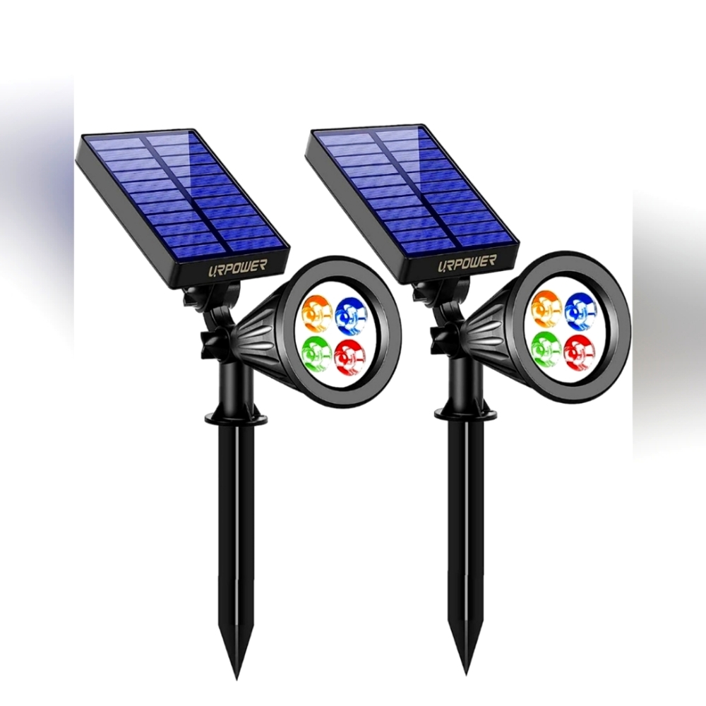 NIB UR power solar spotlight (2) adjustable solar spotlights outdoor, 2 for 1